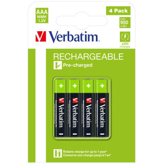 VERBATIM BATTERIE RICARICABILI AAA 4PACK 950MAH